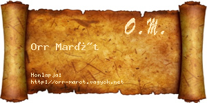 Orr Marót névjegykártya